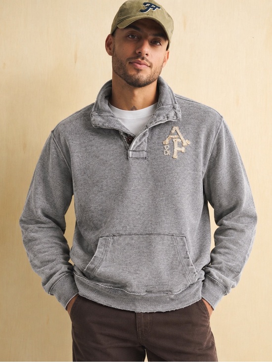 Abercrombie & Fitch Other - Vintage Abercrombie & Fitch Men's Grey Pullover Quarter-Snap Sweatshirt